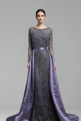 Pearl Beaded Mermaid Dress with Overskirt