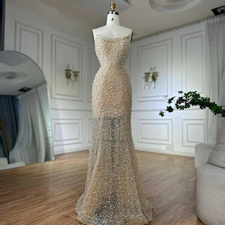 Ships in 2 to 5 Days - 2025 White Beaded Strapless Evening & Wedding Gown with Detachable Puffy Sleeves – Formal Party Dress