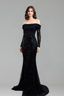 Off-Shoulder Beaded Dress-Larosabride