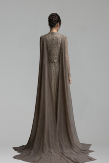 Embellished Cape Gown - LAROSABRIDE