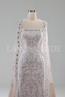 Mermaid Beaded Cape Gown - LAROSABRIDE