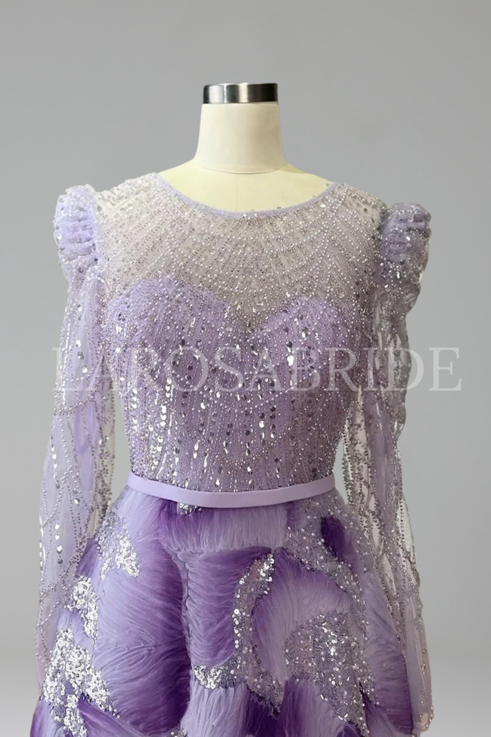 Lilac Beaded A-Line Dress - LAROSABRIDE