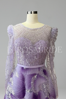 Lilac Beaded A-Line Dress - LAROSABRIDE