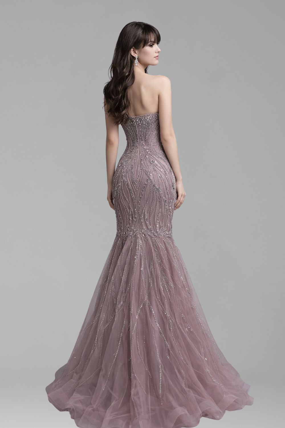 Pink Beaded Mermaid Evening Gown - LAROSABRIDE