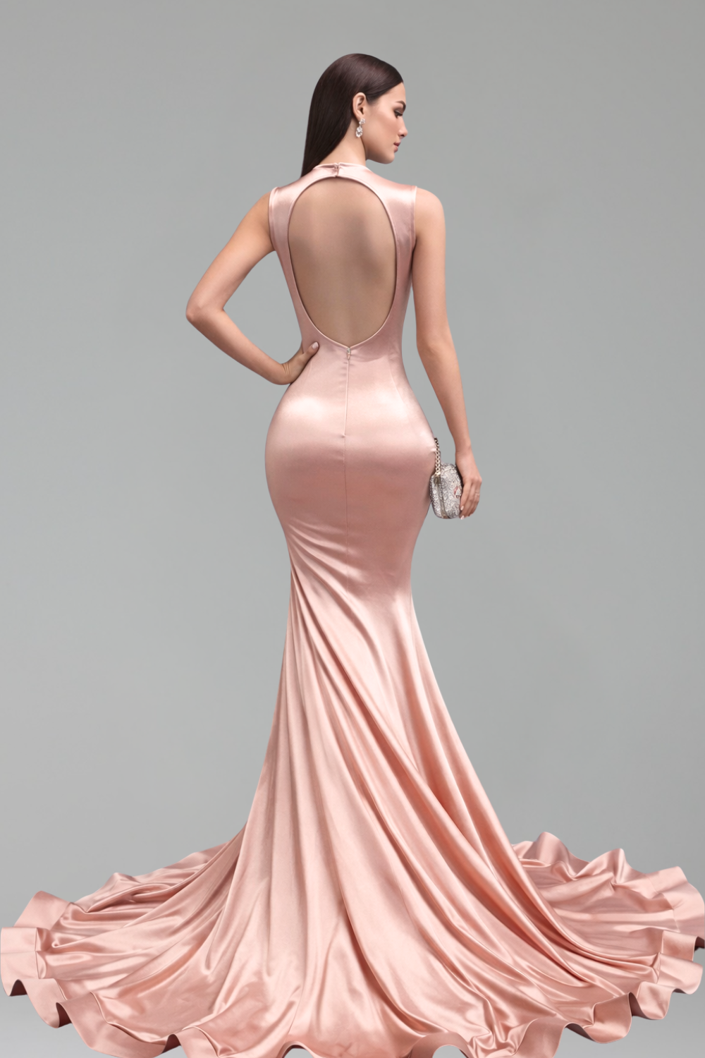 Sheer Appliqu� Mermaid Satin Gown - LAROSABRIDE