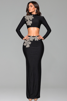 Crystal Floral Two-Piece Column Set - LAROSABRIDE