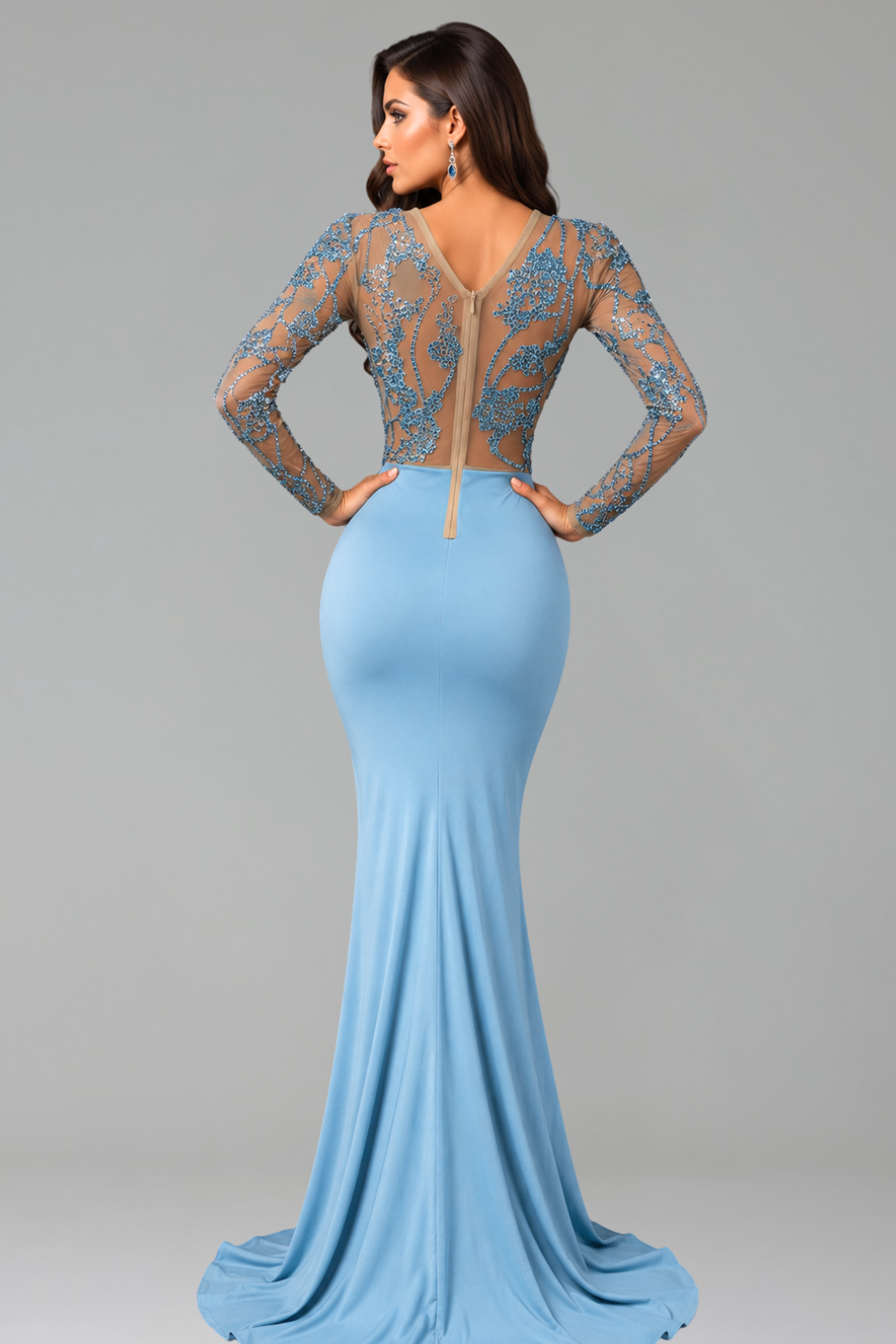 Illusion Lace Mermaid Evening Gown - LAROSABRIDE