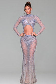 Crystal Embellished Cutout Gown - LAROSABRIDE