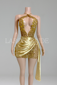 Beaded Halter Draped Mini-Larosabride
