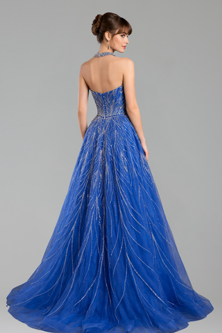 Halter Mermaid Evening Dress - LAROSABRIDE