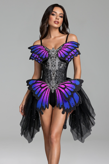 Butterfly Appliqu� Corset Mini Dress - LAROSABRIDE
