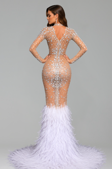 Crystal Feather Mermaid Gown - LAROSABRIDE