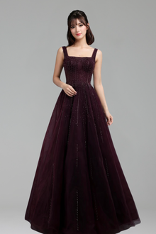 Purple Square Neck Arabic Gown - LAROSABRIDE