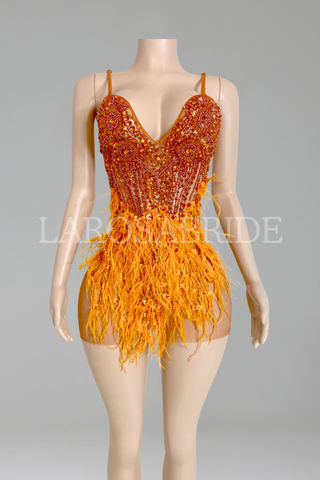 Feather Mesh Beaded Mini