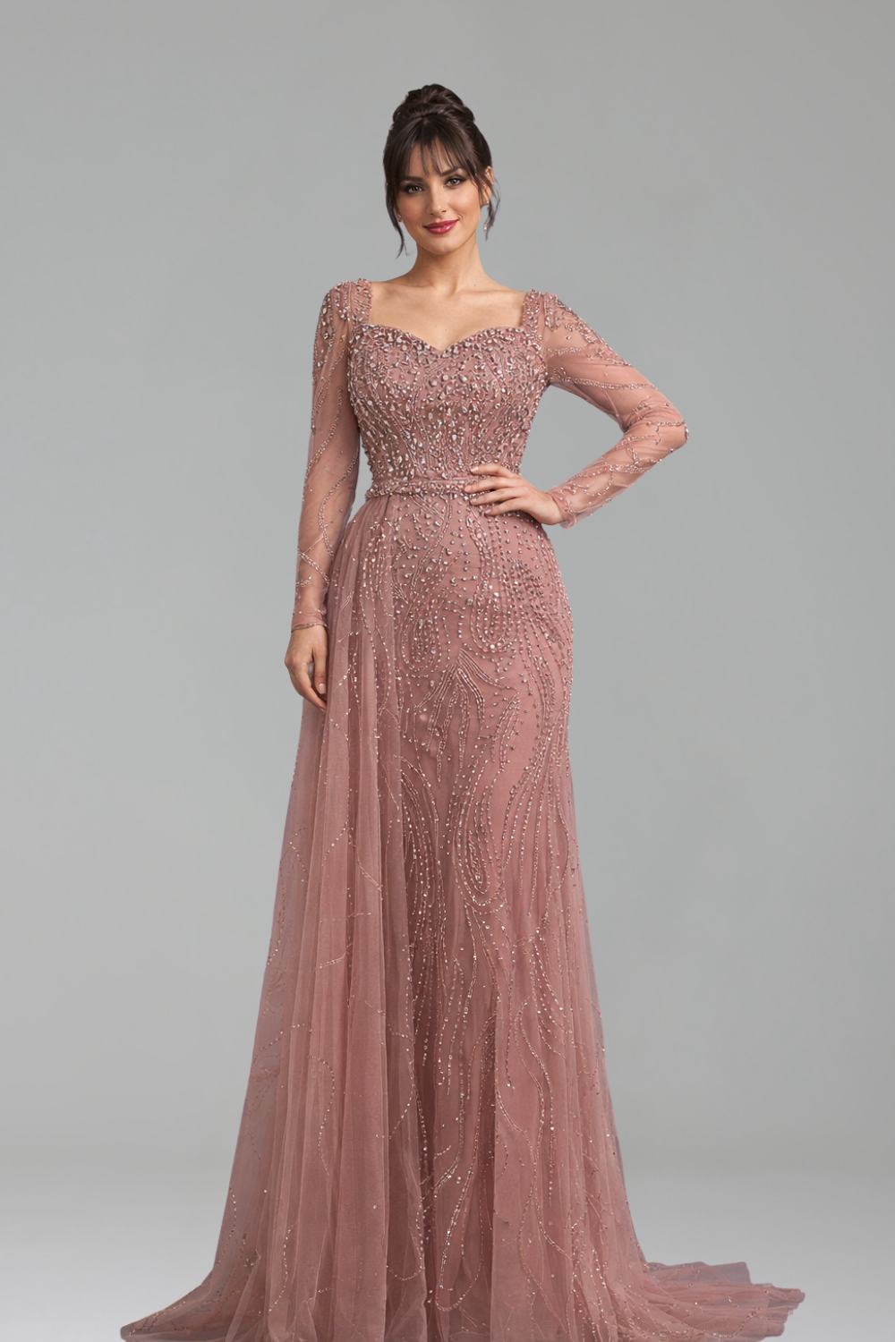 Beaded Mermaid Overskirt Dress - LAROSABRIDE
