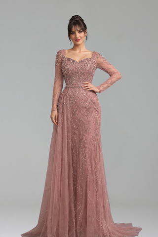 Beaded Mermaid Overskirt Dress - LAROSABRIDE