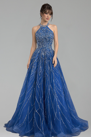 Halter Mermaid Evening Dress - LAROSABRIDE