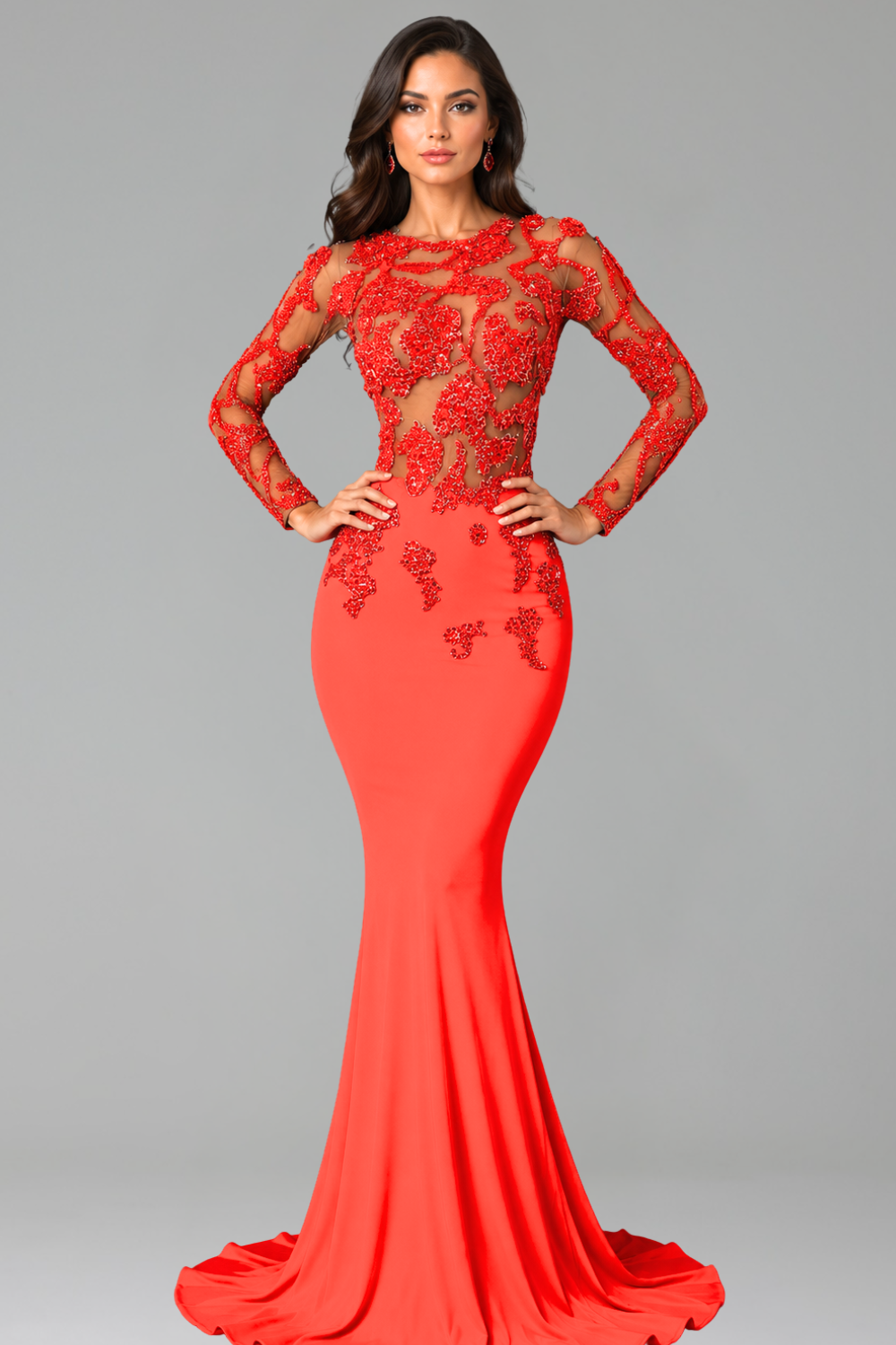Illusion Lace Mermaid Evening Gown - LAROSABRIDE