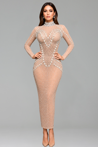Embellished High-Neck Illusion Gown