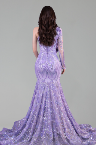 One Shoulder Embellished Mermaid Gown