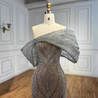Ships in 2 to 5 Days - 2025 Customized Luxury Off-Shoulder Beaded Mermaid Evening Dress for Saudi Formal Occasions