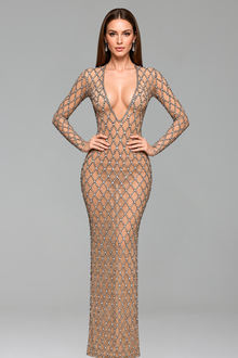 Crystal Lattice Illusion Evening Gown - LAROSABRIDE