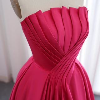 2025 Fuchsia Satin Evening Dress - Elegant Scalloped Long Formal Party Gown for Women’s Weddings in Dubai