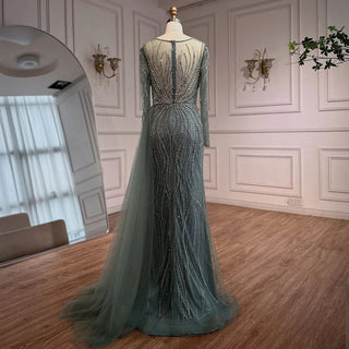 Ships in 2 to 5 Days - Customized 2025 Saudi Nude Beaded Crystal Arabic Evening Dress with Overskirt – Gown for Formal Occasions