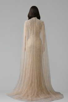 Pearl Beaded Tulle Train Dress - LAROSABRIDE