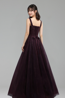 Purple Square Neck Arabic Gown - LAROSABRIDE