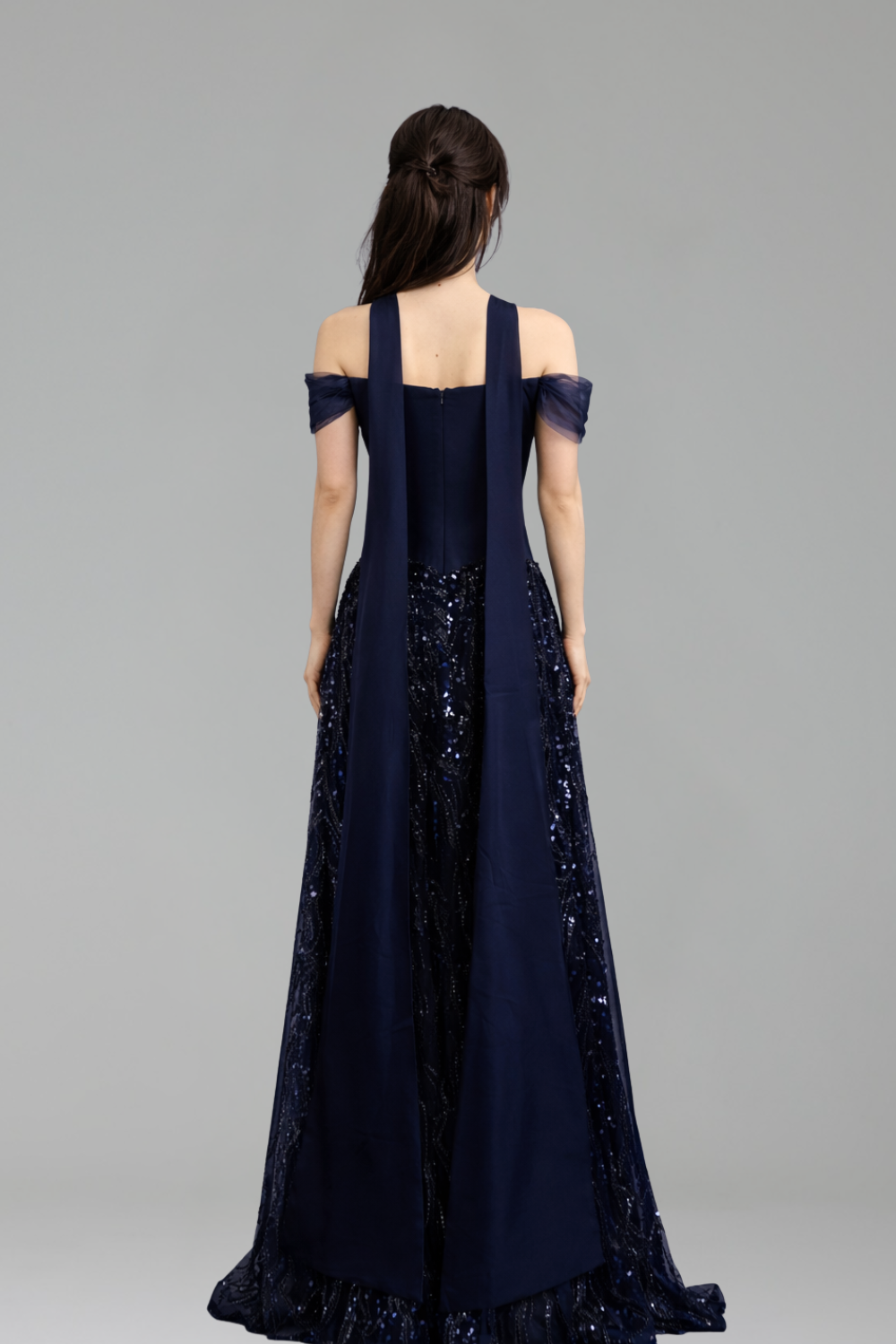 Navy A-Line Beaded Dress - LAROSABRIDE