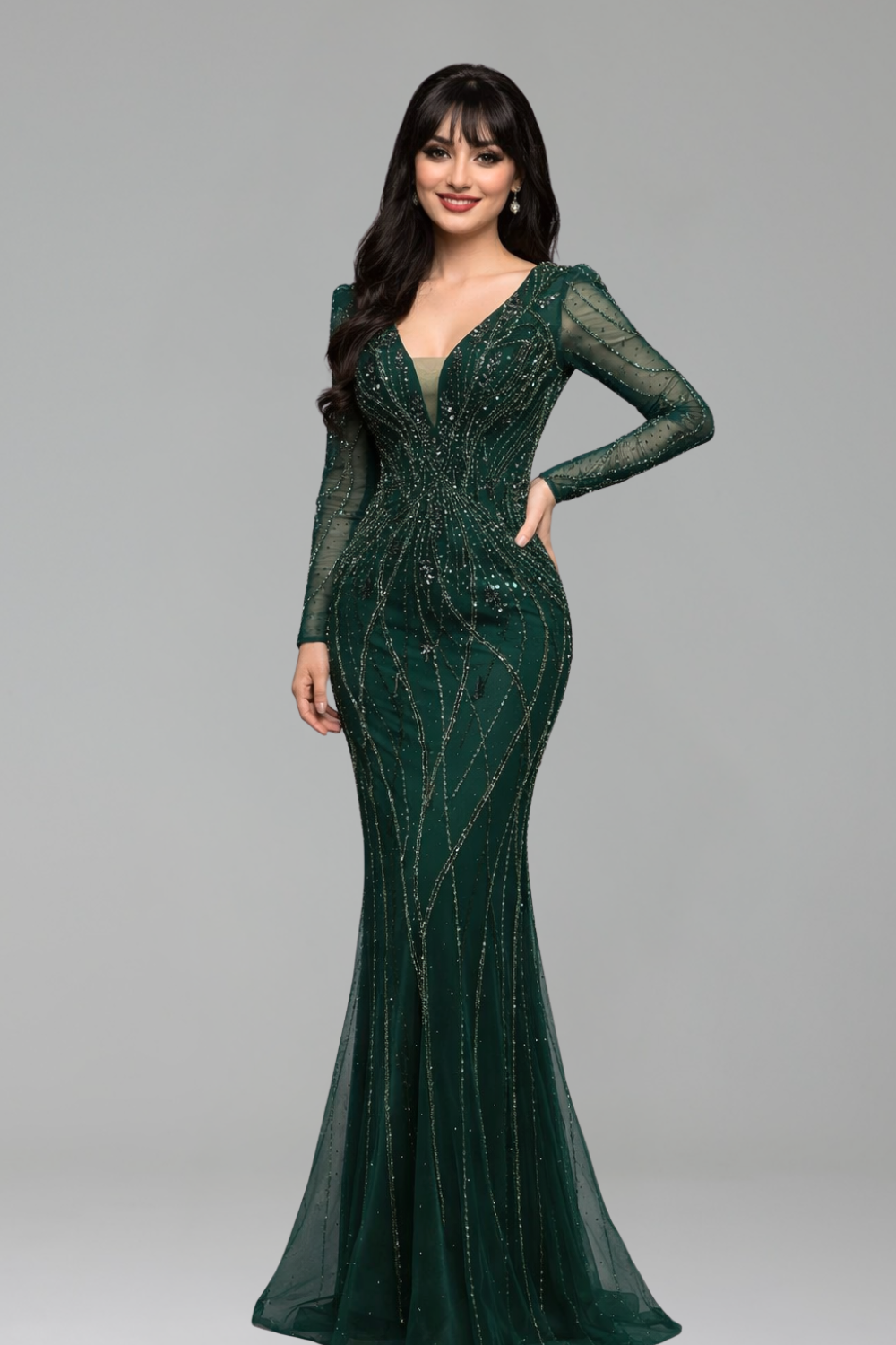 Beaded Mermaid Evening Dress - LAROSABRIDE