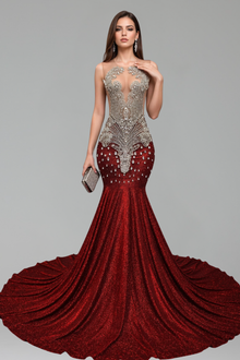 Beaded Mermaid Evening Gown - LAROSABRIDE