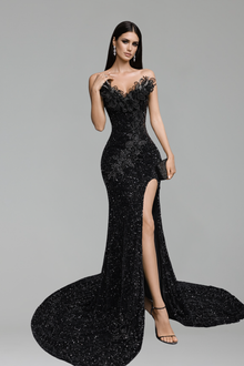Emerald Sequin Floral Mermaid Gown - LAROSABRIDE