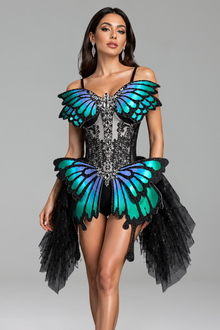 Butterfly Appliqu� Corset Mini Dress - LAROSABRIDE