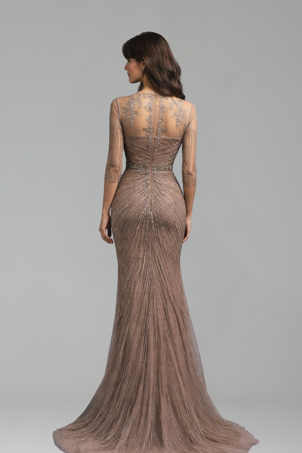 Caramel Tassel Beaded Mermaid Gown - LAROSABRIDE