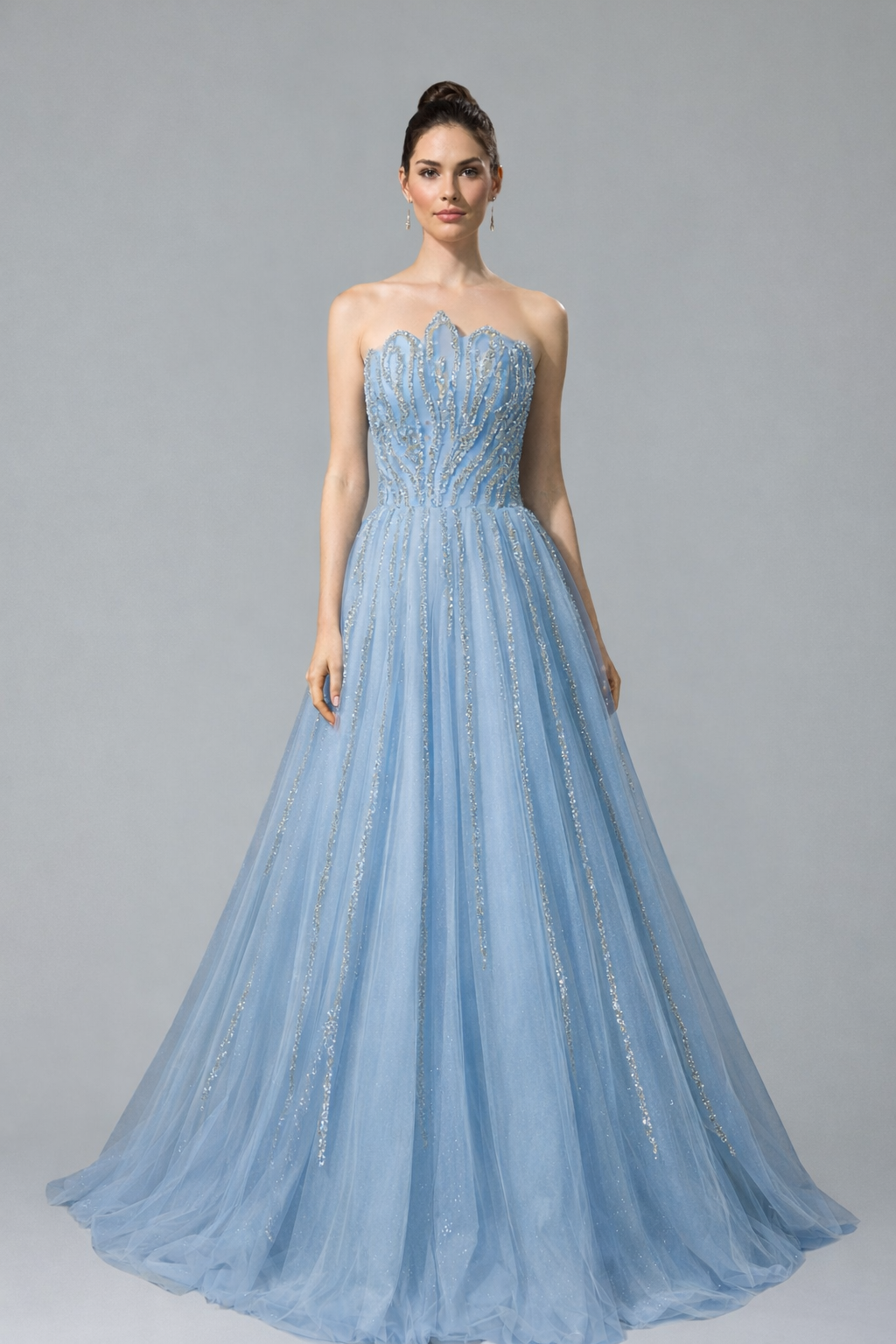 Beaded Scalloped Evening Dress - LAROSABRIDE
