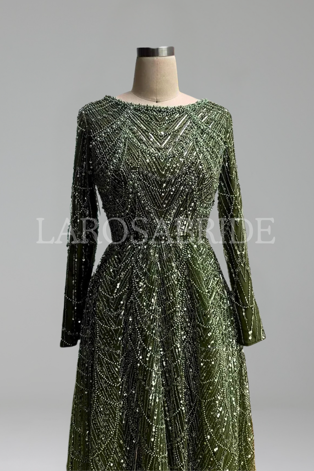 Long Sleeve Beaded Gown-Larosabride