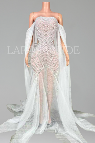 Strapless Crystal Gown with Train