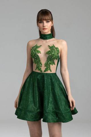 Illusion Bodice Mini with Embroidery - LAROSABRIDE