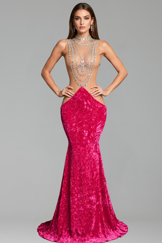 Crystal Drape Mermaid Gown - LAROSABRIDE