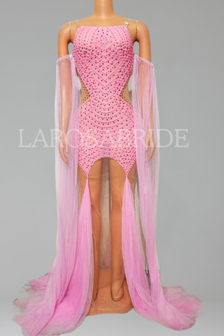 Embellished Mesh Tulle Gown