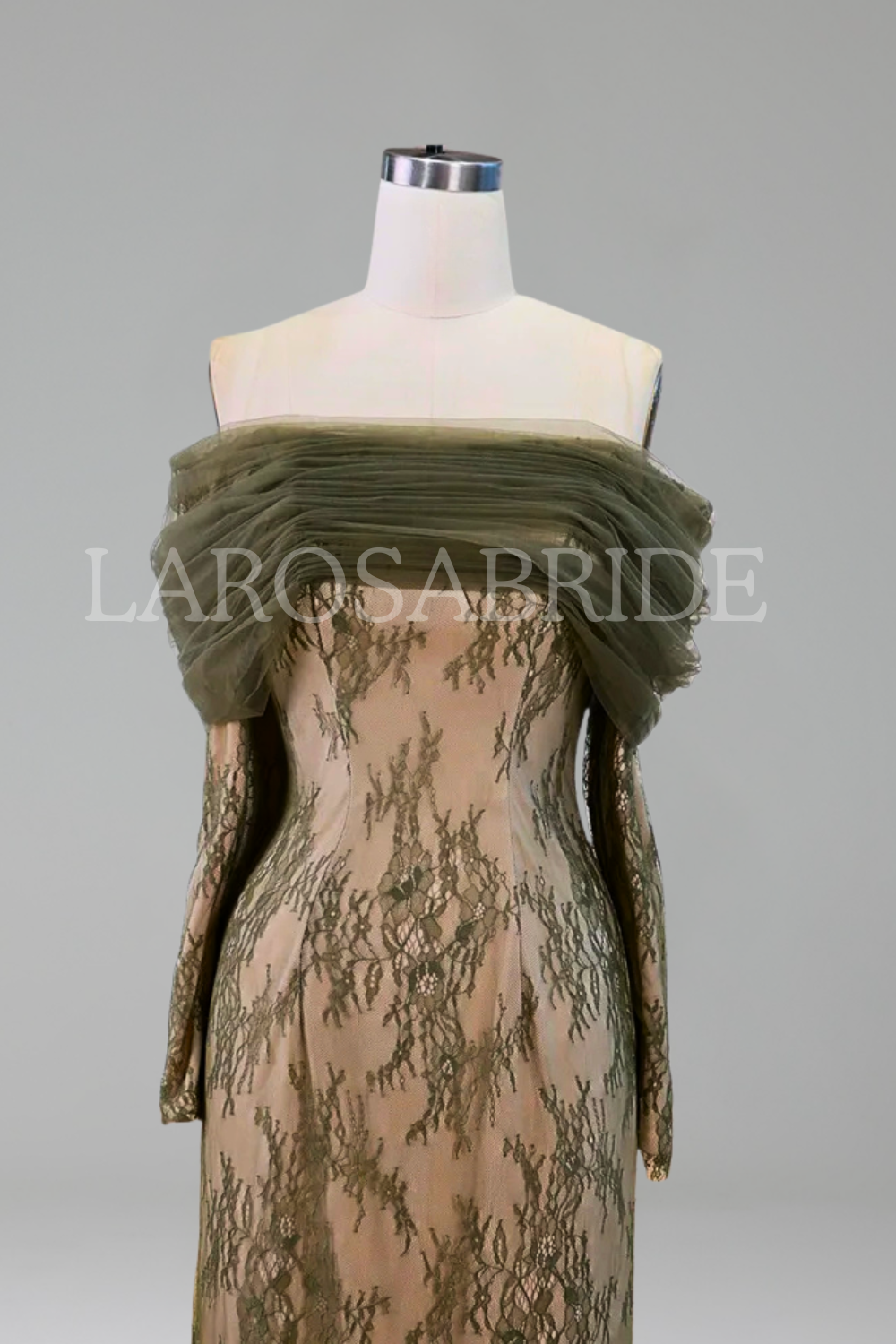 Off Shoulder Lace Mermaid Gown-Larosabride