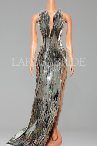 Shattered-Metal Effect Gown