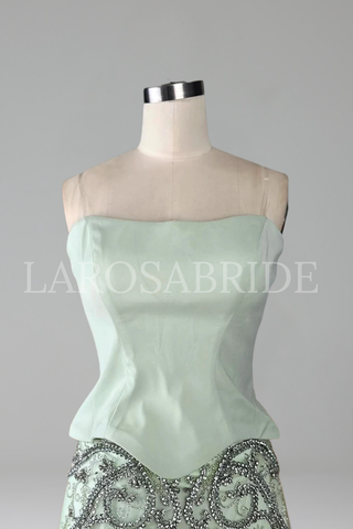 Strapless Beaded A-Line Dress - LAROSABRIDE