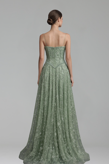 Beaded A-Line Spaghetti Strap Evening Dress-Larosabride