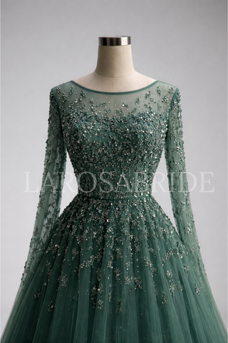 Elegant Cape Evening Dress - LAROSABRIDE