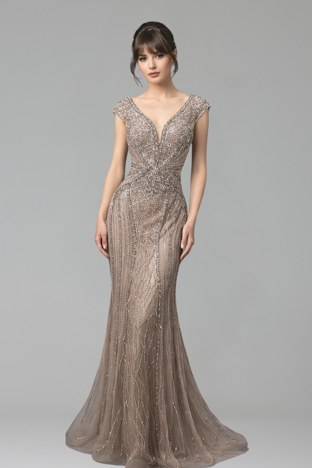 Beaded Sleeveless Mermaid Dress - LAROSABRIDE