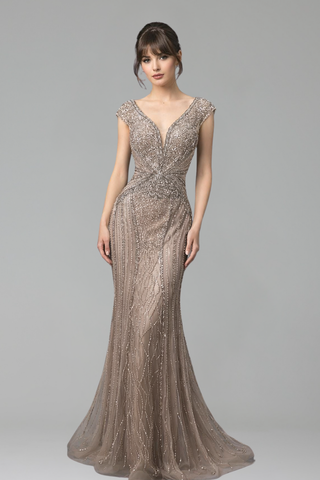 Beaded Sleeveless Mermaid Dress - LAROSABRIDE