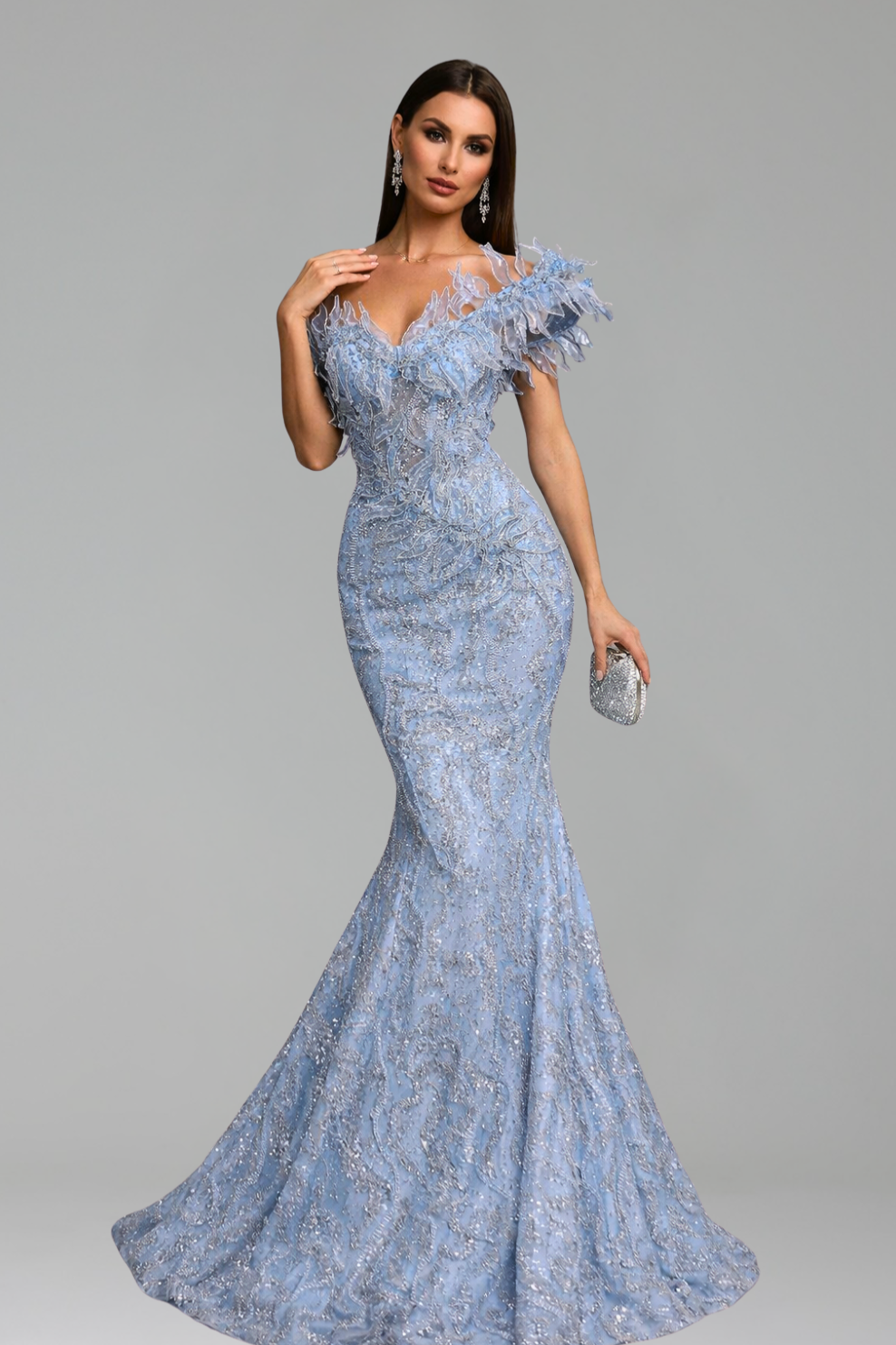 Off-Shoulder Embellished Mermaid Gown - LAROSABRIDE